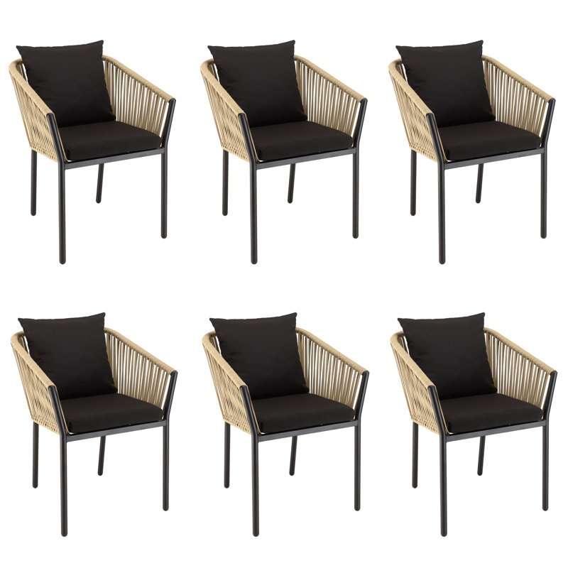 Macedon Patio Dining Armchair with Cushion, Black, Natural