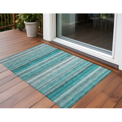 Tapis extérieur lavable antidérapant 3 pi x 5 pi bleu sarcelle