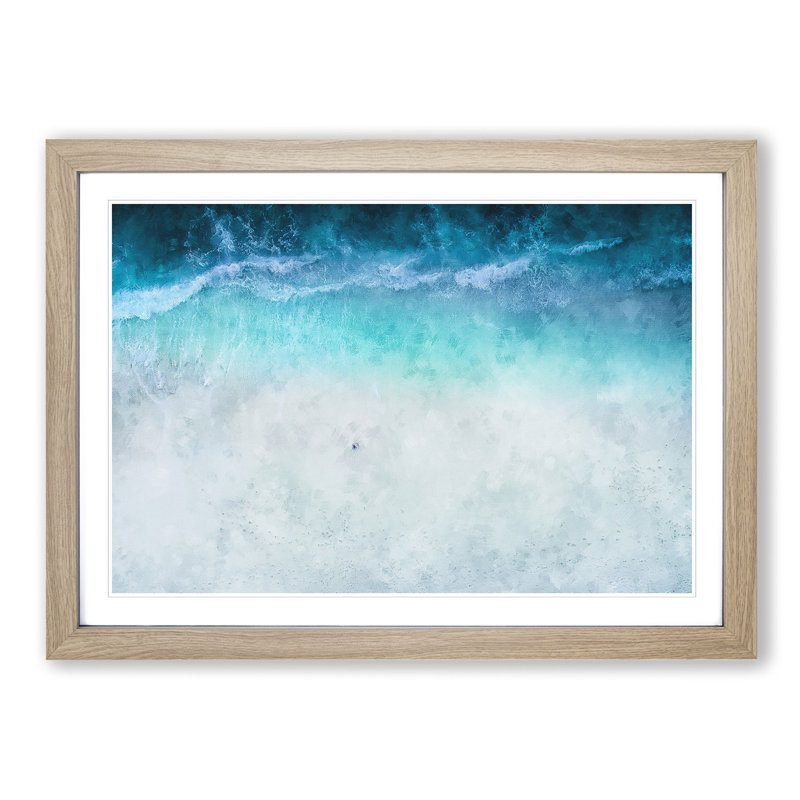 Beach In The Maldives - Single Picture Frame Painting on MDF, Oak, 40cm H x 60cm W x 2cm D
