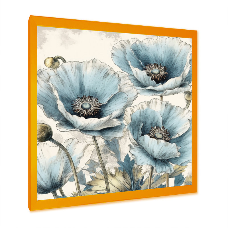 Vibrant bleu blanc pivoine I - pivoines, art mural, H 30 po x l 30 po x P 1 po, Encadrement doré