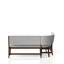 Banc de salle à manger courbé de style Mid-Century moderne - siège et dossier rembourrés beiges en bois massif
