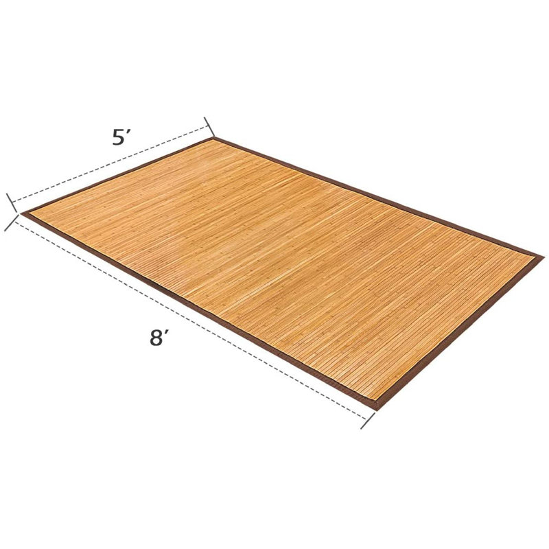 Tapis brun en lattes de bambou tissé à la machine Coweta