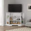 Meuble télé d'angle pour téléviseur de 55 po ou moins, centre de divertissement avec armoires de rangement et portes de grange pour le salon, blanc