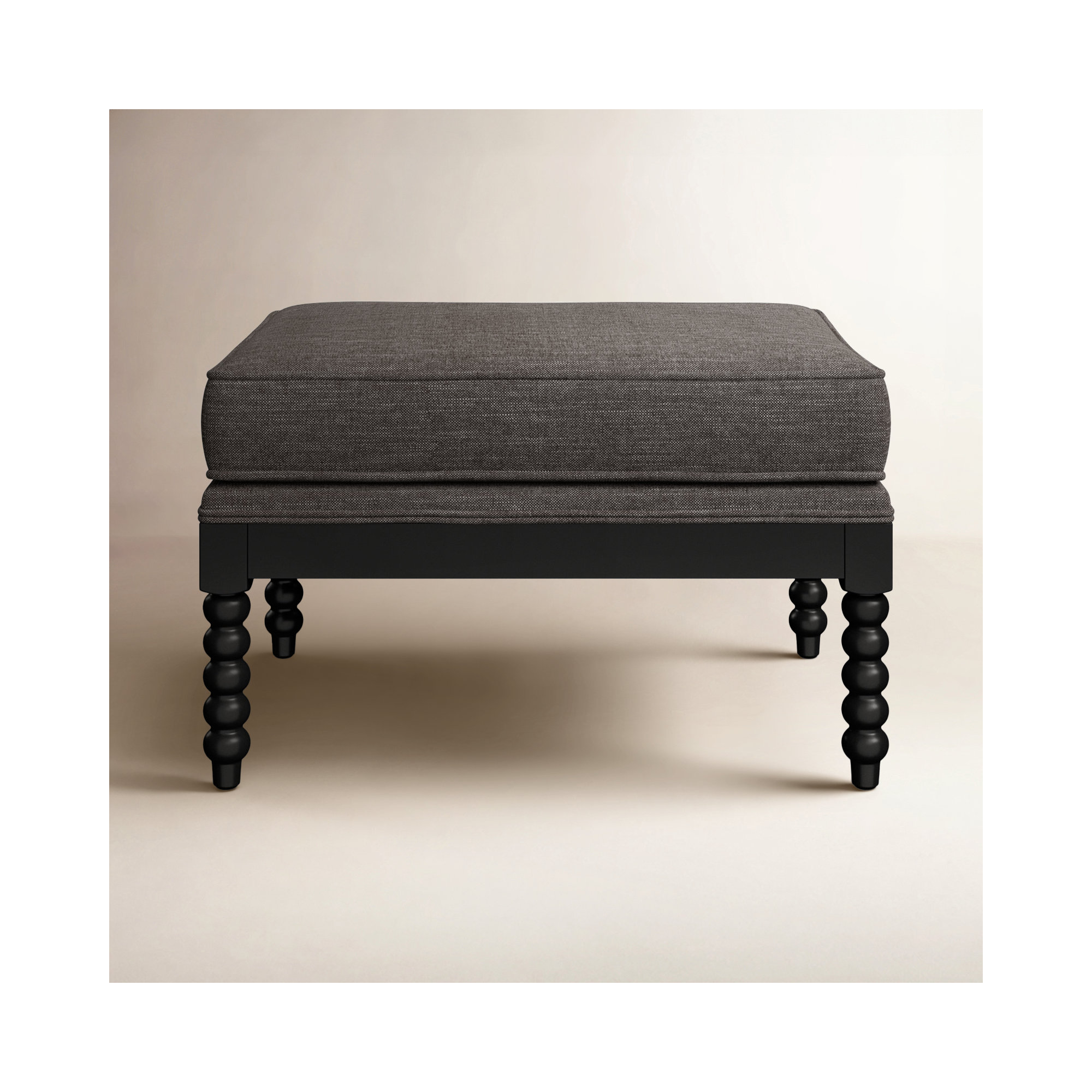 Berk Upholstered Ottoman, Gray, Black