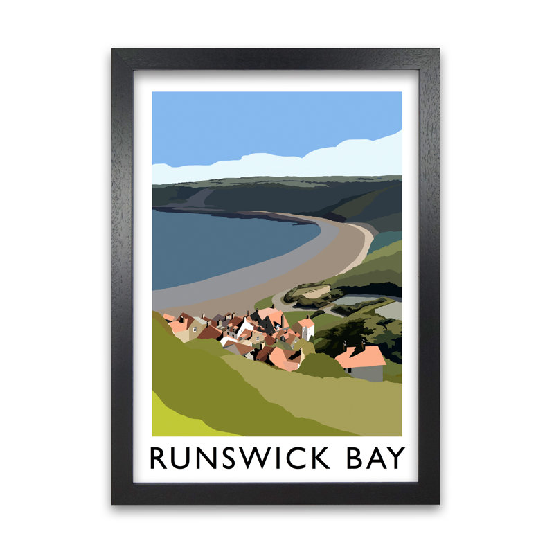 Runswick Bay by Richard O'Neill - Print, 84.1cm H x 59.4cm W x 3cm D, Black Framed