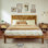 Base de lit grand en bois avec tête de lit, base de lit en bois d'acacia massif avec support en lattes de bois