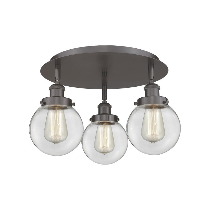 Alphonsa Glass Flush Mount, Clear, Oil Rubbed Bronze
