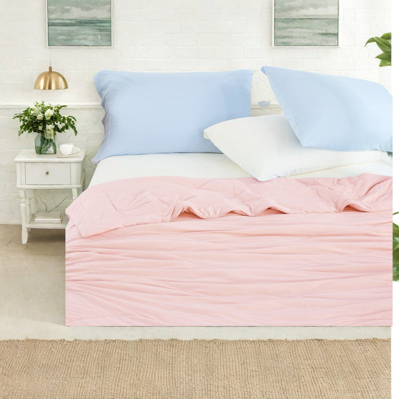 Ensemble de literie toutes saisons, édredon en nylon rose 60 x 90, confortable pour un usage domestique