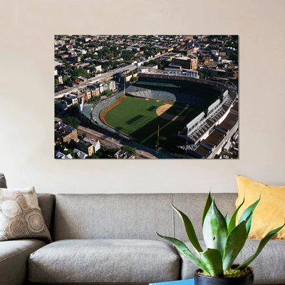 «Vue aérienne de Wrigley Field, Chicago, Cook County, Illinois, États-Unis», reproduction de photo sur toile
