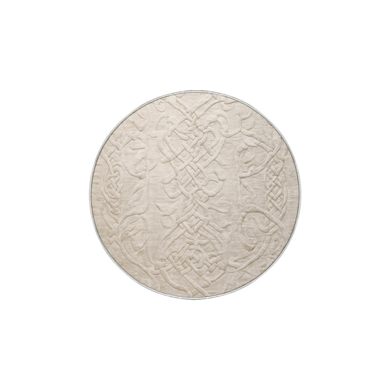 Tapis beige lavable à la machine GSIX03696, Rond 5 pi