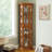 Corner Curio Cabinet With Lights, Adjustable Tempered Glass Shelves, Mirrored Back, Display Cabinet,Light Walnut (E26 Light Bulb Not Included)-1028968740