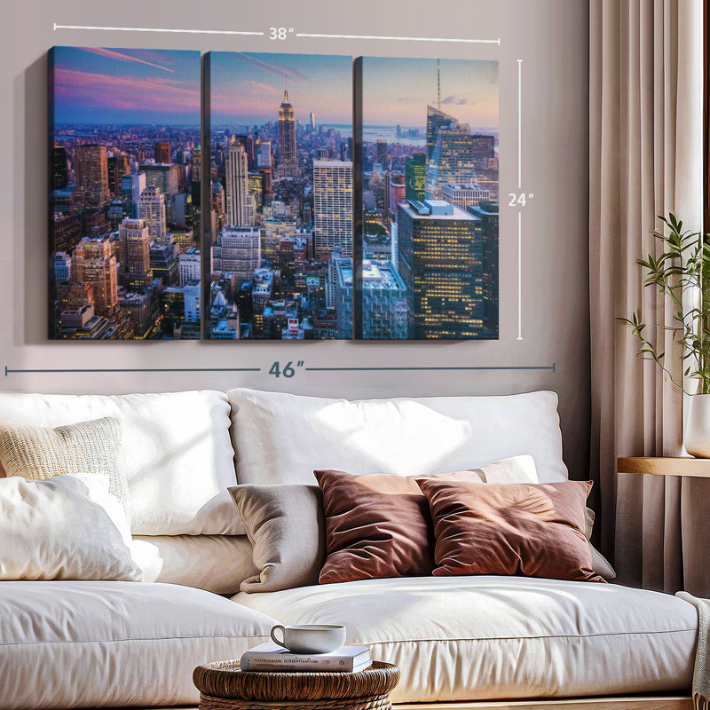 «NYC Manhattan Twilight» sur toile, H 24 po x l 38 po