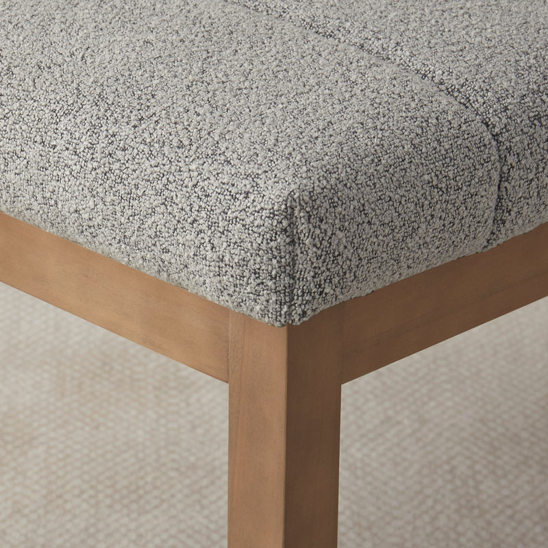 Boucle Upholstered Bench, Light Grey