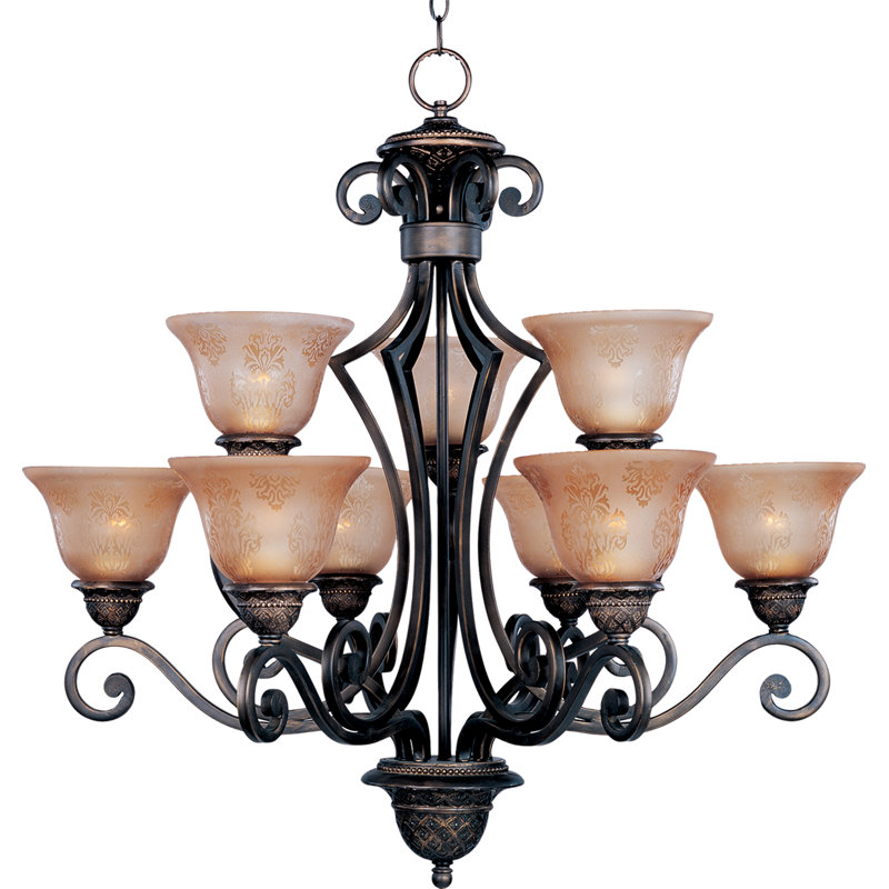 Hopson 9-Light Dimmable Shaded Chandelier , Screen Amber
