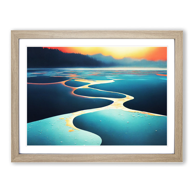 Dripping River 1 Piece Single Picture Frame Painting, 25cm H x 34cm W x 2cm D, Oak