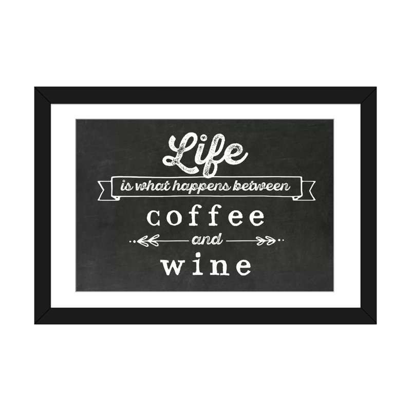 «Coffee & Wine» par Amanda Murray, reproduction sur toile, H 24 po x l 32 po x P 1 po, Cadre noir