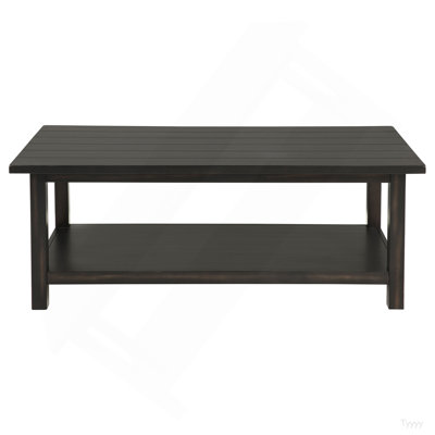Castleton Distressed Java Wood Coffee Table With Shelf