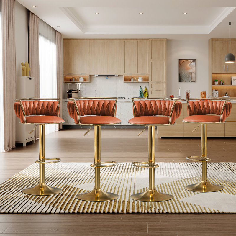 Tabouret de bar Christal, Orange, Or