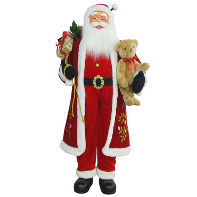Figurine de père Noël 60 po avec ours en peluche et sac-cadeau 60 po