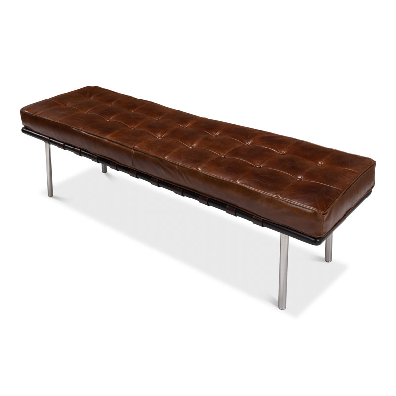 Prince Albert Leather Bench, Brown