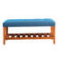 Banc rectangulaire en tissu bleu avec siège en chêne - profondeur de 16 po, largeur de 40 po, siège de style moderne