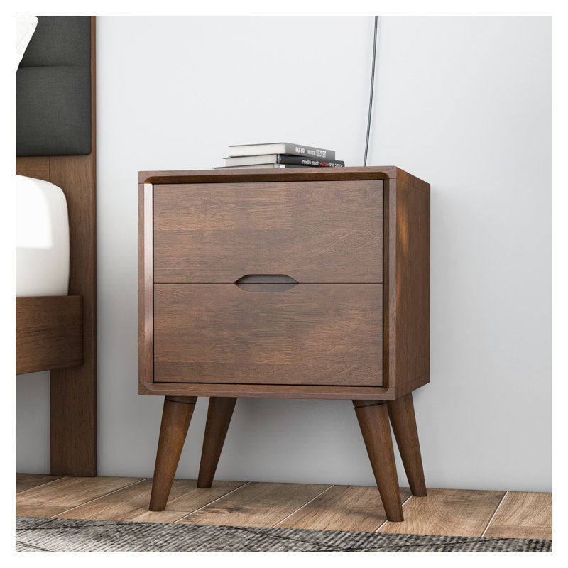 Table de chevet 2 tiroirs Alexandra Mid-Century