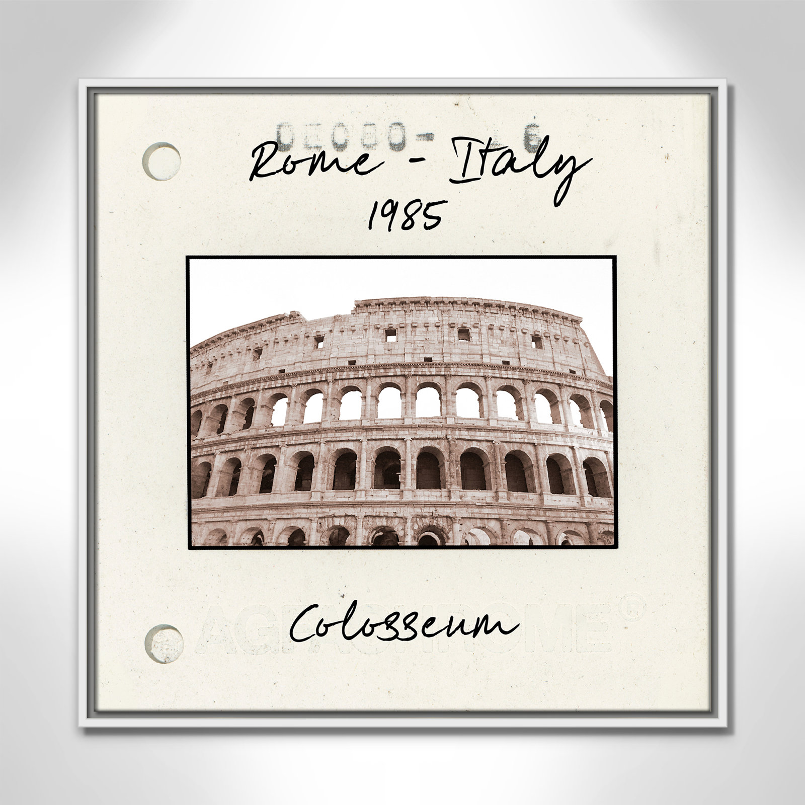 Travel Slide Collection "Rome, Italy - Colosseum" Print, White Floater Framed Canvas, 25.5" H x 25.5" W x 2" D
