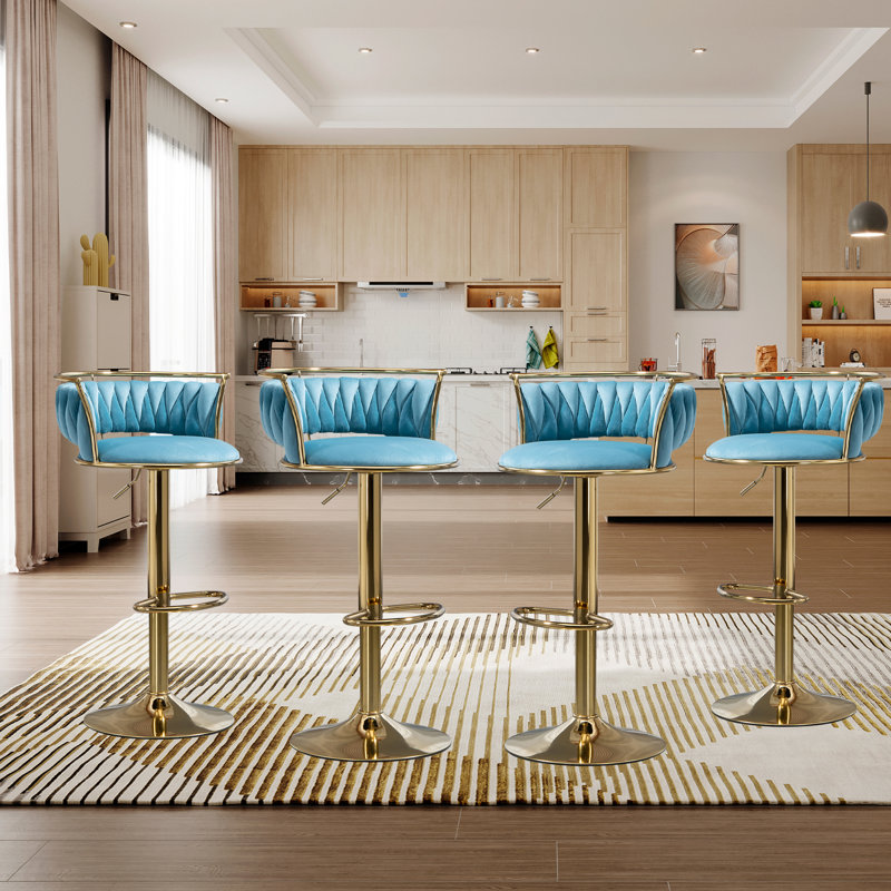 Tabouret de bar Christal, Or, Bleu