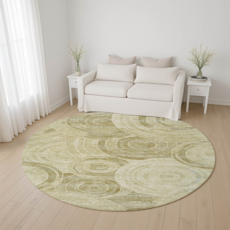 Premium Machine Washable Lubbers AMF1750 Geometric Rug, Round 8'