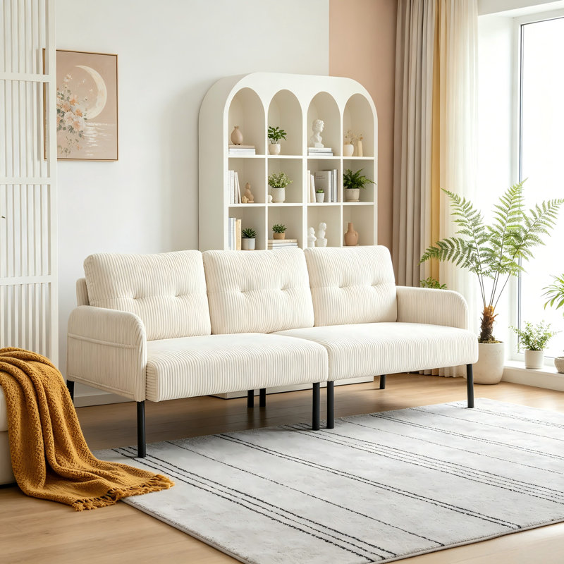 2 Seater Corduroy Sofa, Beige