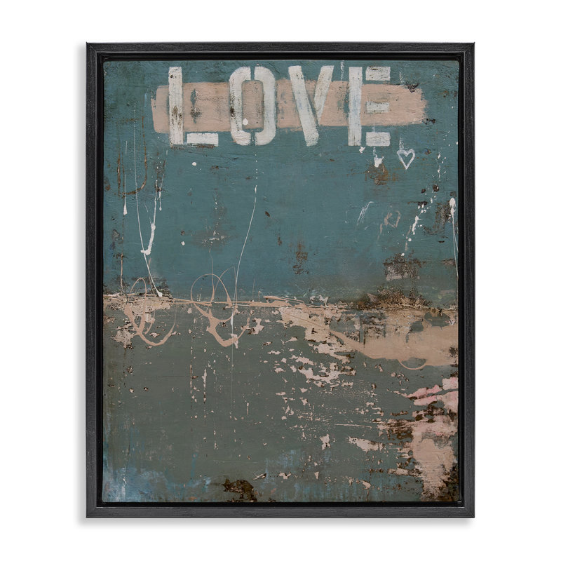 Cadre flottant abstrait Everlast Love Grunge, design par Erin Ashley, Cadre flottant noir de jais, H 21 po x l 17 po