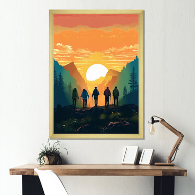 Jaune sarcelle audacieux, randonnée audacieuse, coucher de soleil III sur toile