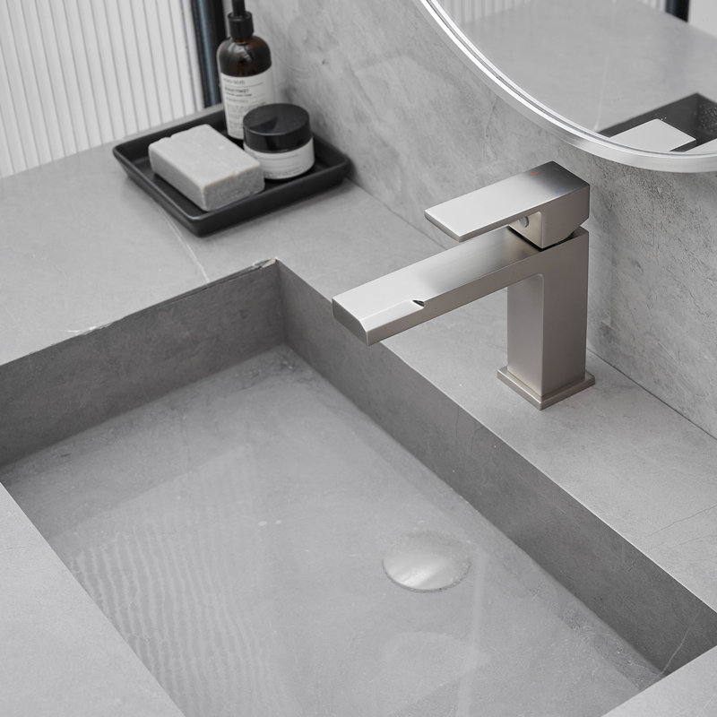 Single-Handle Single-Hole Bathroom Faucet, Brushed Nickel