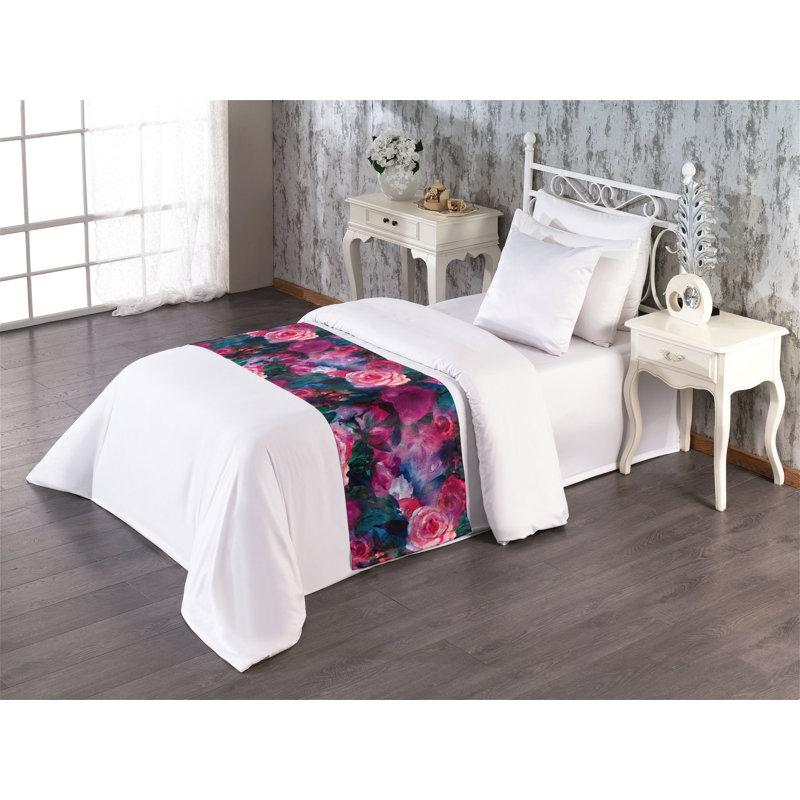 Tapis de lit Ambesonne Blooming Roses Wild Spring Fleurs magenta foncé rose pâle, Lit simple
