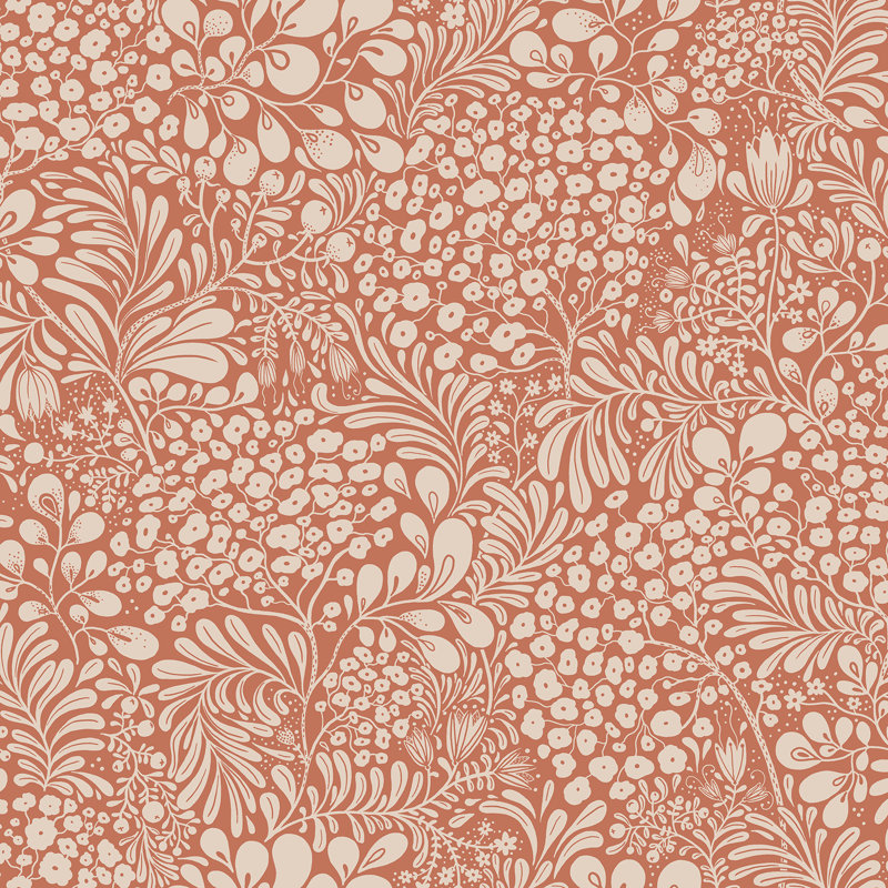 Kopec 33' L x 20.9" W Botanical Wallpaper Roll, Red