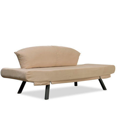 Comfortable 2-Seat Sofa Bed, Cream Color, 69.7 x 34.3 x 29.5 Inches | 100% Metal Frame with Scratch-Resistant Electrostatic Black Powder Paint | Easy Clean Fabric, Multi-Position Arms, 440 lbs Capacity, Perfect for Home & Hotel