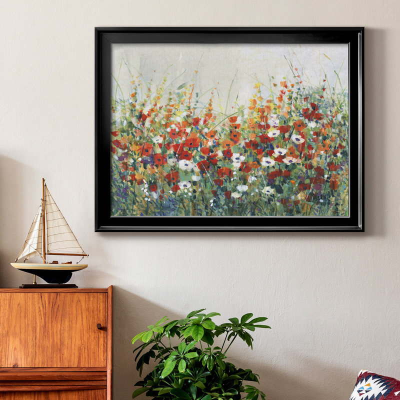 Toile encadrée de qualité supérieure Garden In Bloom II - prête à être accrochée, Cadre noir, H 22,5 po x l 30,5 po x P 1 po