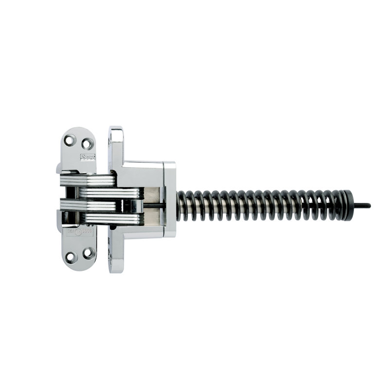 Charnière de porte invisible invisible / dissimulée à ressorts invisibles H 4,6 po x l 1,12 po, Chrome brillant