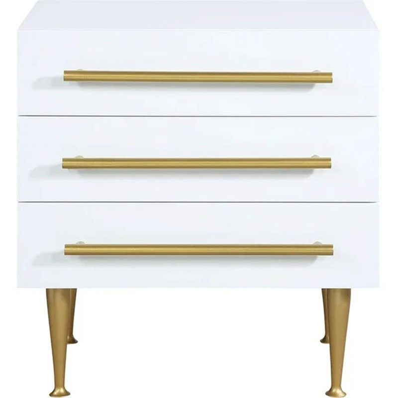 Table de chevet moderne à 3 tiroirs et table de chevet blanche Modern