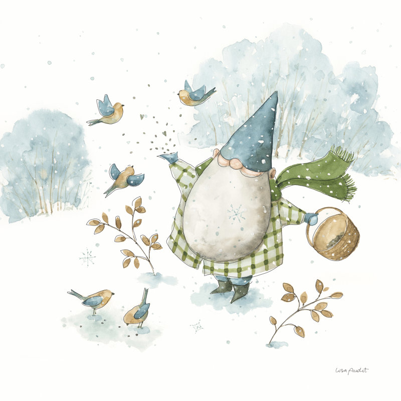 «Amable Everyday Gnomes I-Winter Birds» par Lisa Audit - impression sur toile tendue, H 36 po x l 36 po