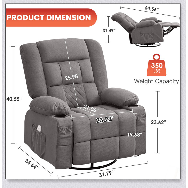 Kneading Massage Rocker Recliner Chair With 4-Point 3D Kneading Massage, Heat, And Rocking Function For Ultimate Relaxation