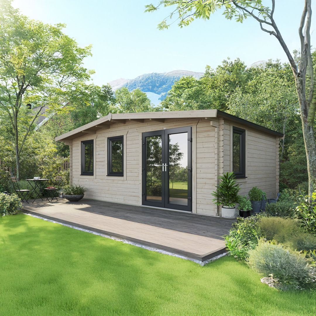 Powersheds 14 x 20ft Chalet Log Cabin, Doors to the Right - 44mm