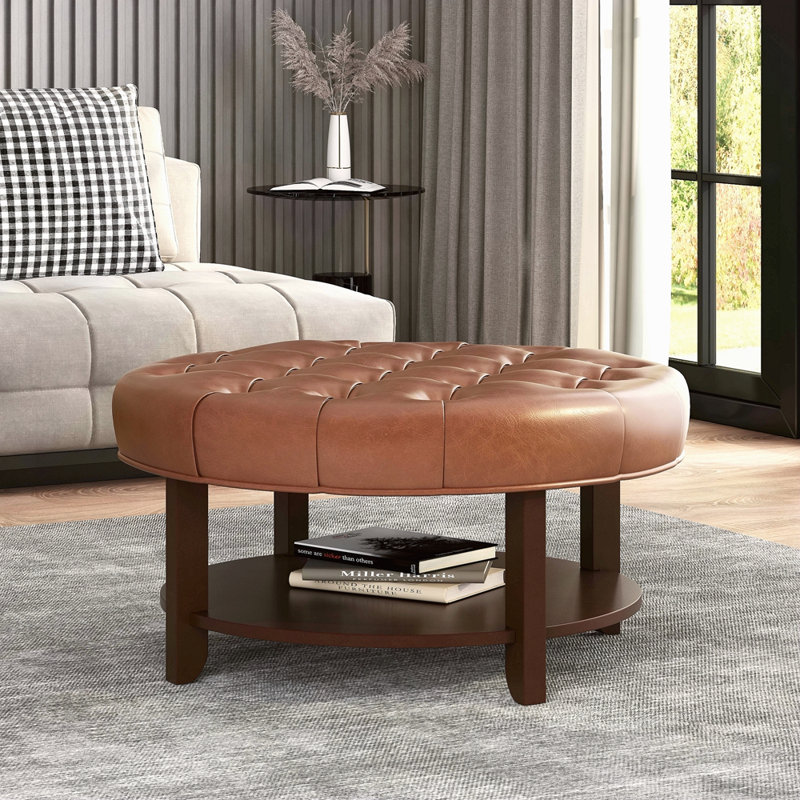 OTTOMAN ROND, Marron clair