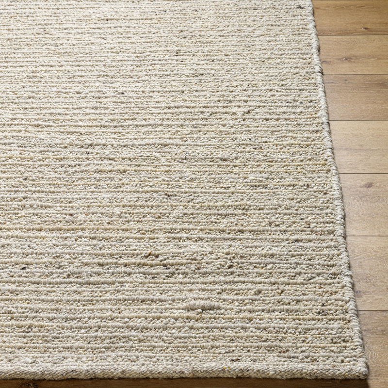 Miramar Wool Striped Area Rug in Beige, Rectangle 6' x 9'