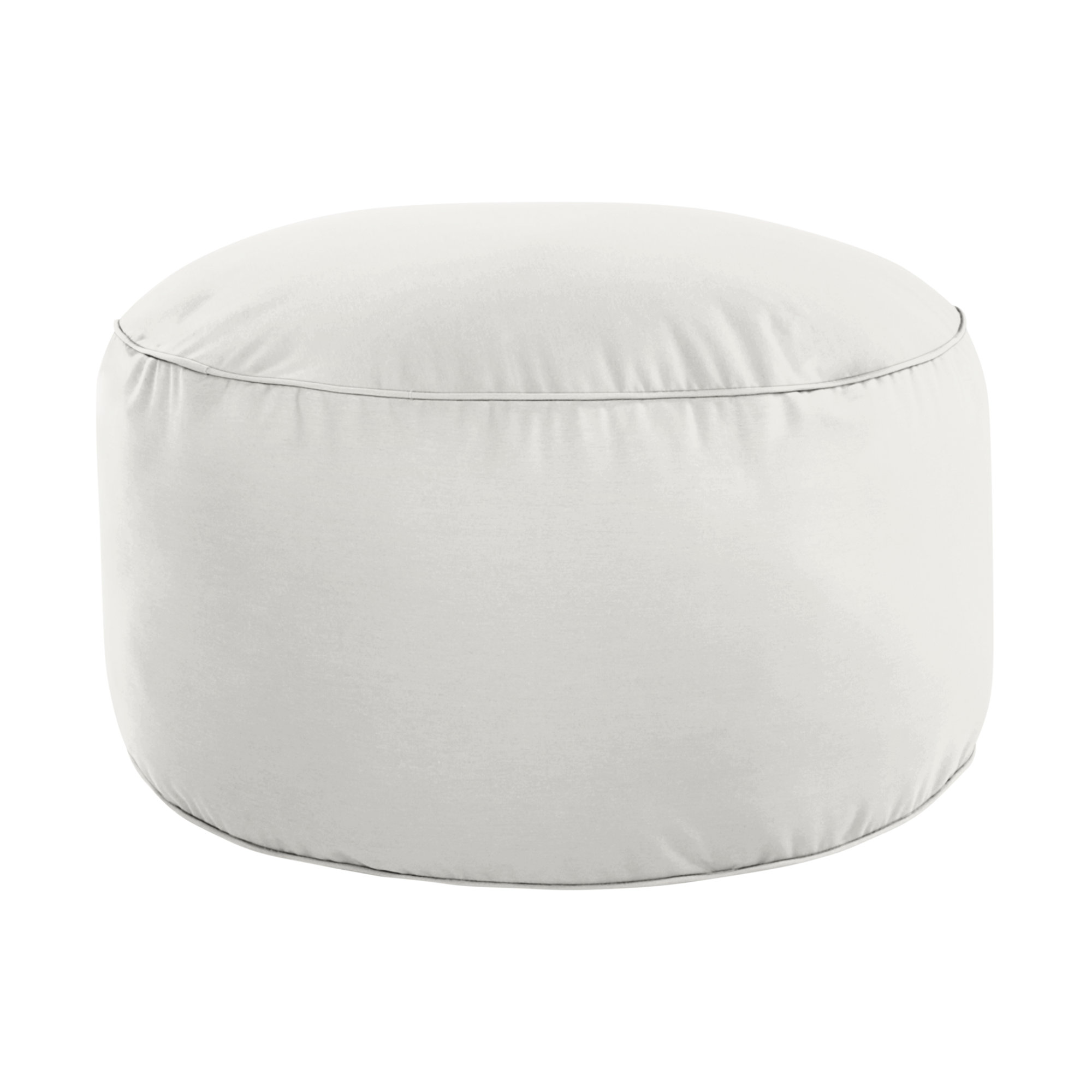 Demi Round Upholstered Outdoor Ottoman with Sunbrella® Cushion, Canvas Natural Sunbrella® Canvas