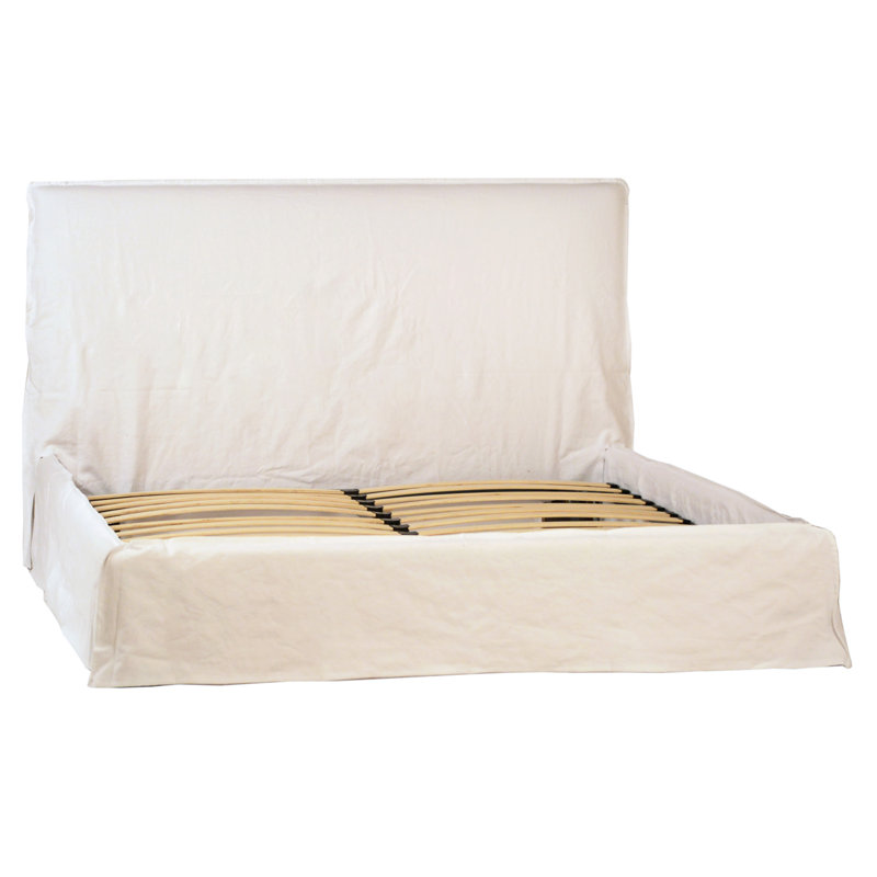  Solid Wood and Upholstered Panel Bed, King
