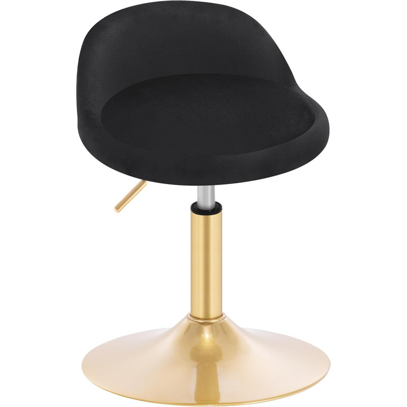 Aieden Upholstered Adjustable Height Counter Stool with Metal Frame, Black