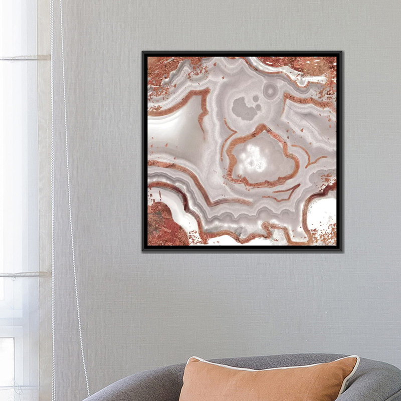 « Rose Gold White Luster », impression sur toile tendue, H 26 po x l 26 po x P 1,5 po, Toile avec cadre noir, Non mat