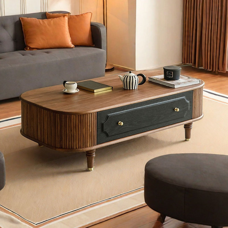 Table basse noire en noyer, H 15,74 po x L 51,18 po x l 27,55 po