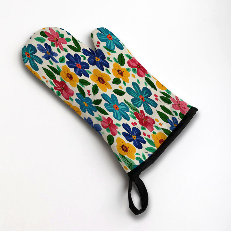 Soft Spring Flowers Oven Mitt Cotton Twill